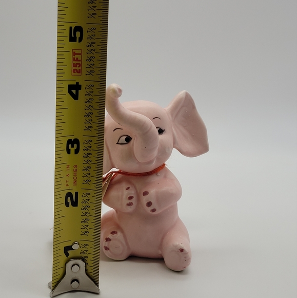 Vintage Pinky Says Pink Elephant Ring Holder Kitsch Kitschy Good Luck - Picture 7 of 8